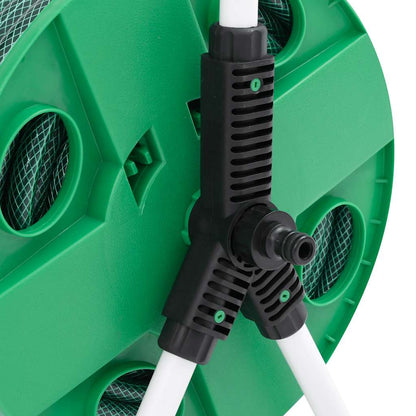 Free Standing Green Hose Reel with Hose Fitting Set 0.5" 30 m PVC