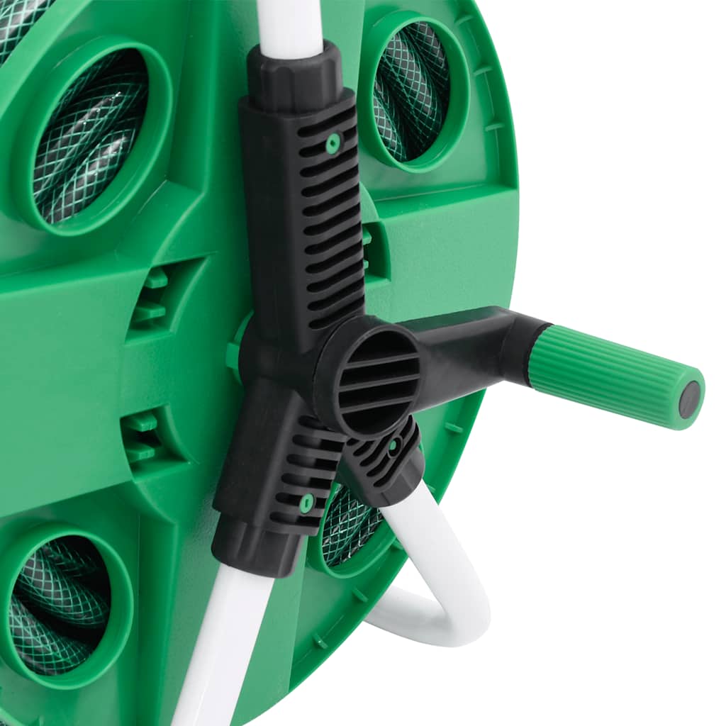 Free Standing Green Hose Reel with Hose Fitting Set 0.5" 30 m PVC