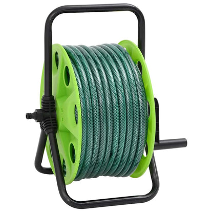 Free Standing Green Hose Reel with Hose Fitting Set 0.5" 20 m PVC