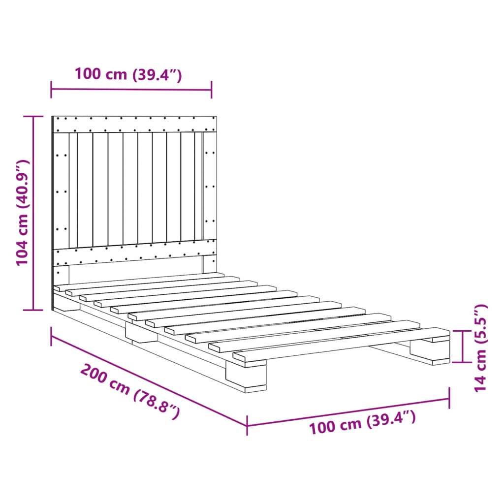 Bed Frame | Natural Pine | Solid Wood | Single | Durable | Rectangular
