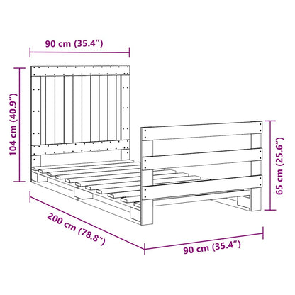 Bed Frame without Mattress with Headboard 90x200 cm Solid Wood