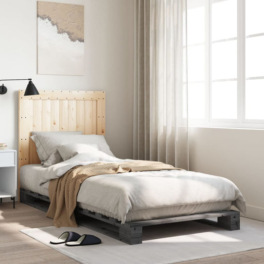 Bed Frame without Mattress  Grey 90x200 cm Solid Wood Pine
