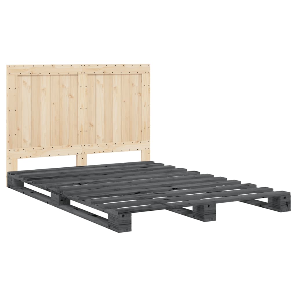 Bed Frame | Grey | Solid pinewood | 140 x 200 cm | Bed Frame