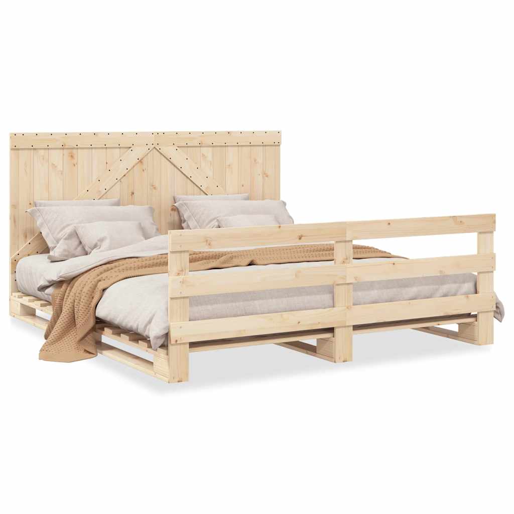 Bed Frame without Mattress with Headboard 200x200 cm Solid Wood