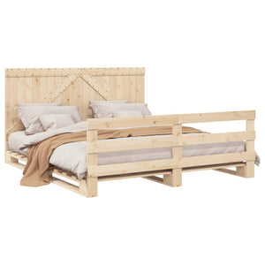 Bed Frame with Headboard 200x200 cm Solid Wood Pine