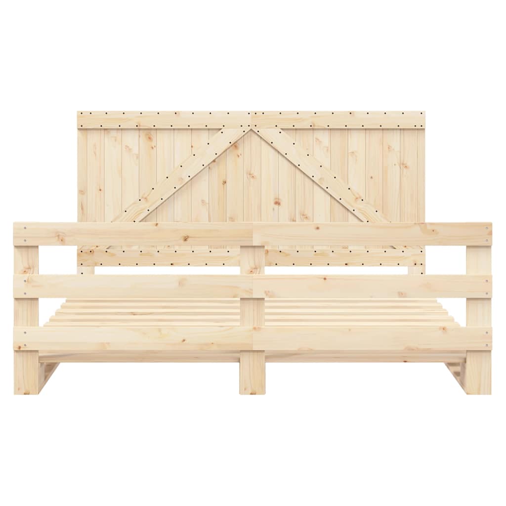Bed Frame without Mattress with Headboard 200x200 cm Solid Wood