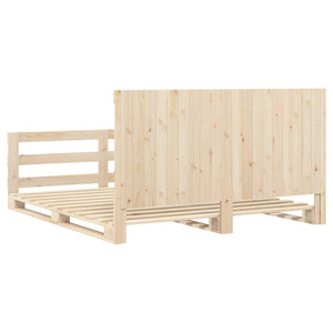 Bed Frame with Headboard 200x200 cm Solid Wood Pine