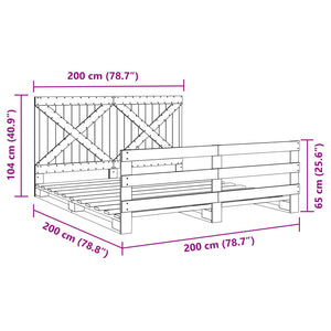 Bed Frame with Headboard 200x200 cm Solid Wood Pine