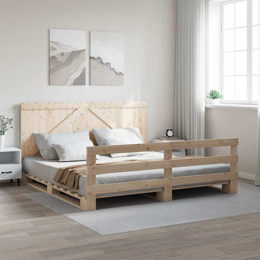 Bed Frame without Mattress with Headboard 200x200 cm Solid Wood