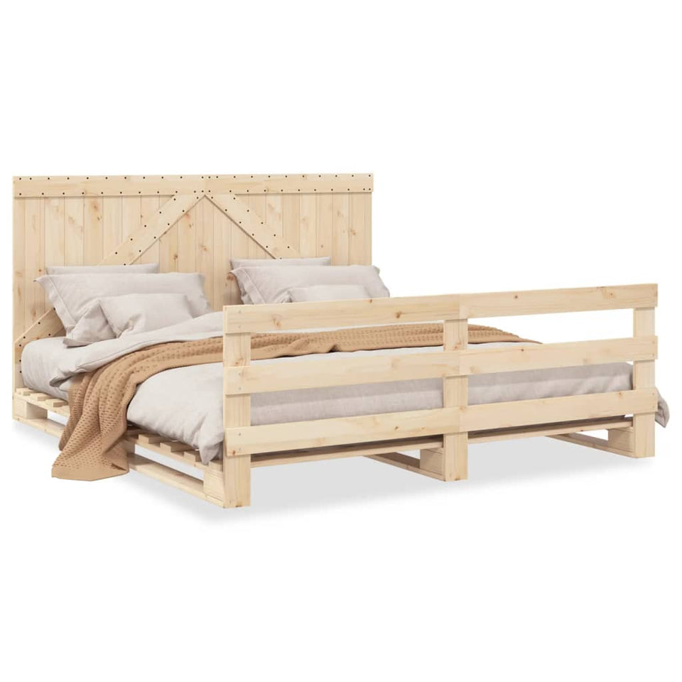 Bed Frame with Headboard 200x200 cm Solid Wood Pine