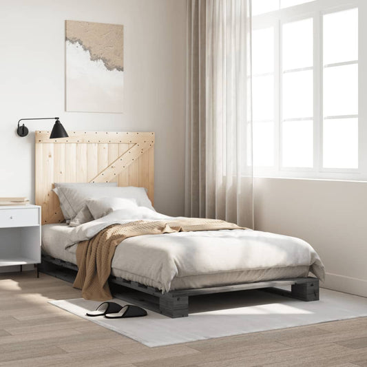 Bed Frame without Mattress  Grey 100x200 cm Solid Wood Pine