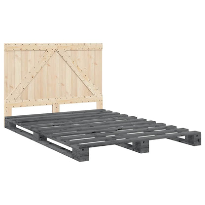 Bed Frame | Grey | Solid pinewood | Double | Durable | Bed Frame