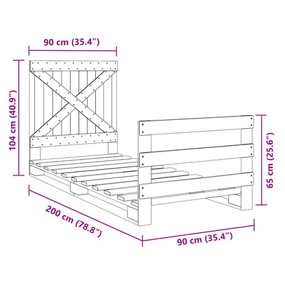 Bed Frame without Mattress with Headboard 90x200 cm Solid Wood