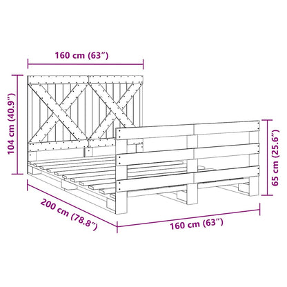 Bed Frame without Mattress with Headboard 160x200 cm Solid Wood