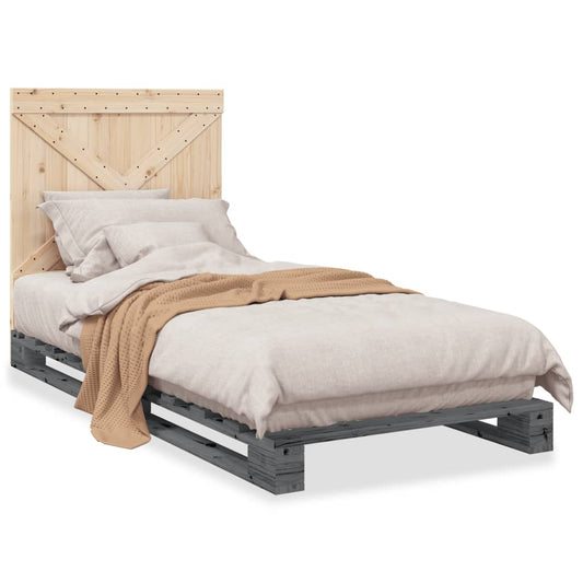 Bed Frame without Mattress  Grey 90x200 cm Solid Wood Pine
