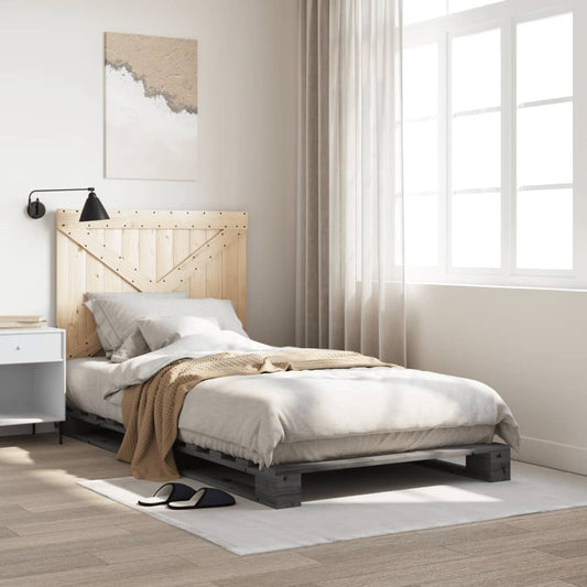 Bed Frame without Mattress  Grey 100x200 cm Solid Wood Pine