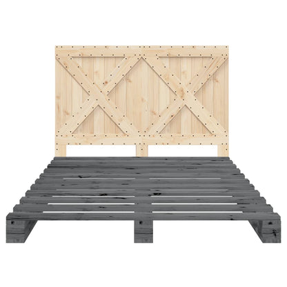 Bed Frame | Grey | Solid pine wood | Double | Sturdy | Bed Frame