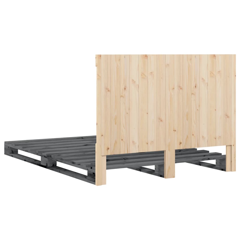 Bed Frame | Grey | Solid pine wood | Double | Sturdy | Bed Frame