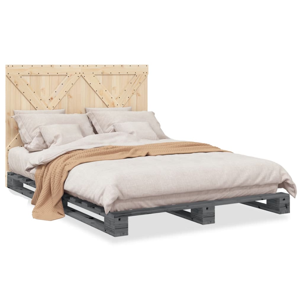 Bed Frame | Grey | Solid pine wood | Double |  Durable  | Bed Frame