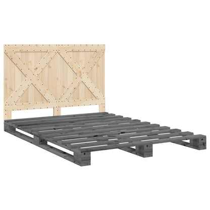 Bed Frame | Grey | Solid pine wood | Double |  Durable  | Bed Frame