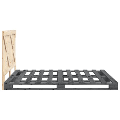 Bed Frame | Grey | Solid pine wood | Double |  Durable  | Bed Frame