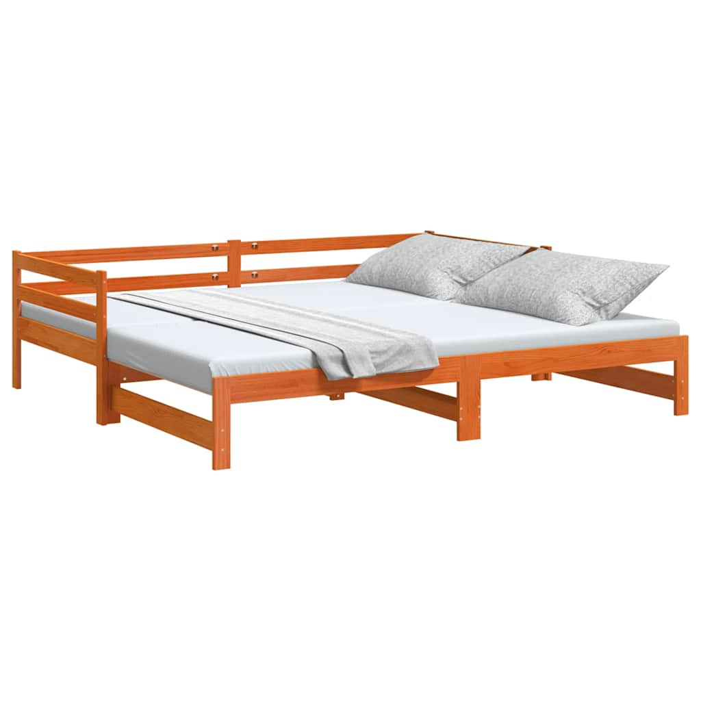 Daybed with Trundle without Mattress Wax Brown 90x200 cm Solid Wood
