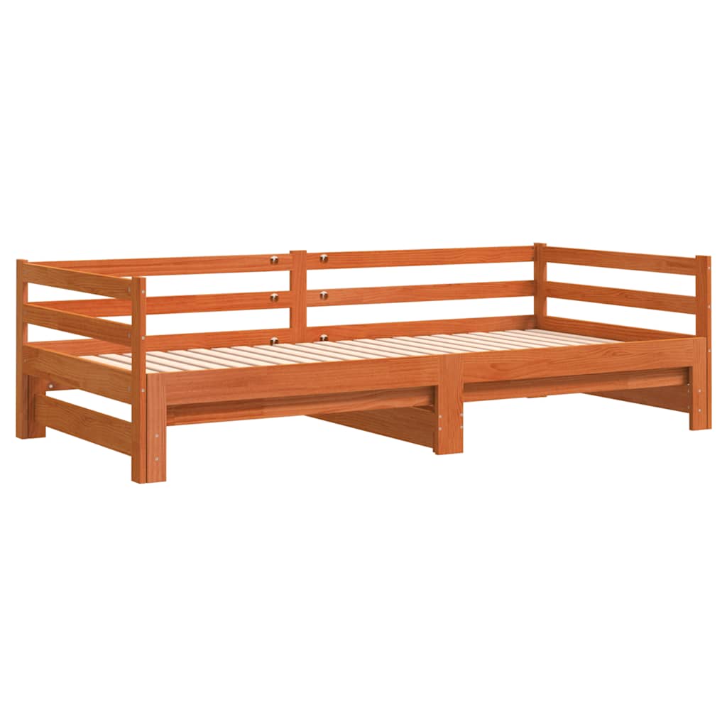 Daybed with Trundle without Mattress Wax Brown 90x200 cm Solid Wood