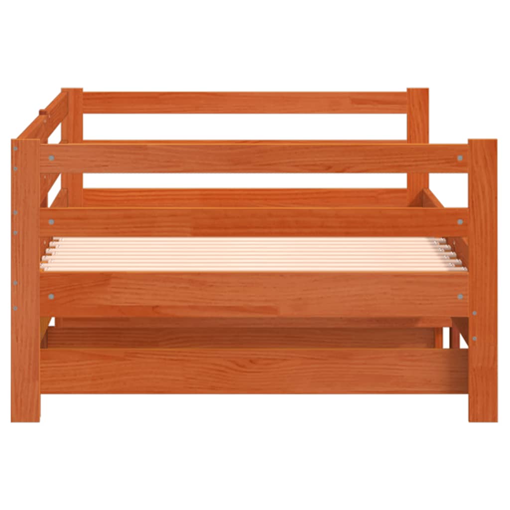 Daybed with Trundle without Mattress Wax Brown 90x200 cm Solid Wood