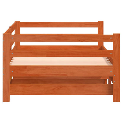 Daybed with Trundle without Mattress Wax Brown 90x200 cm Solid Wood