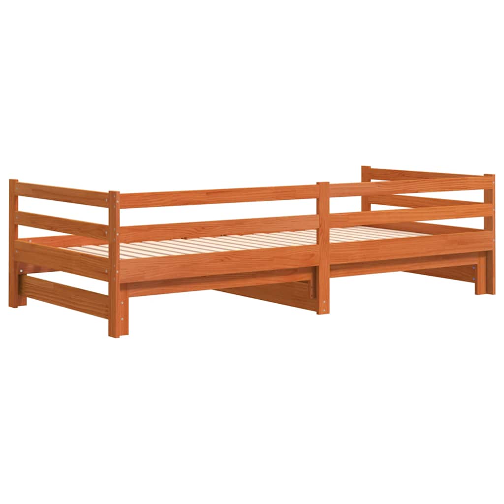 Daybed with Trundle without Mattress Wax Brown 90x200 cm Solid Wood