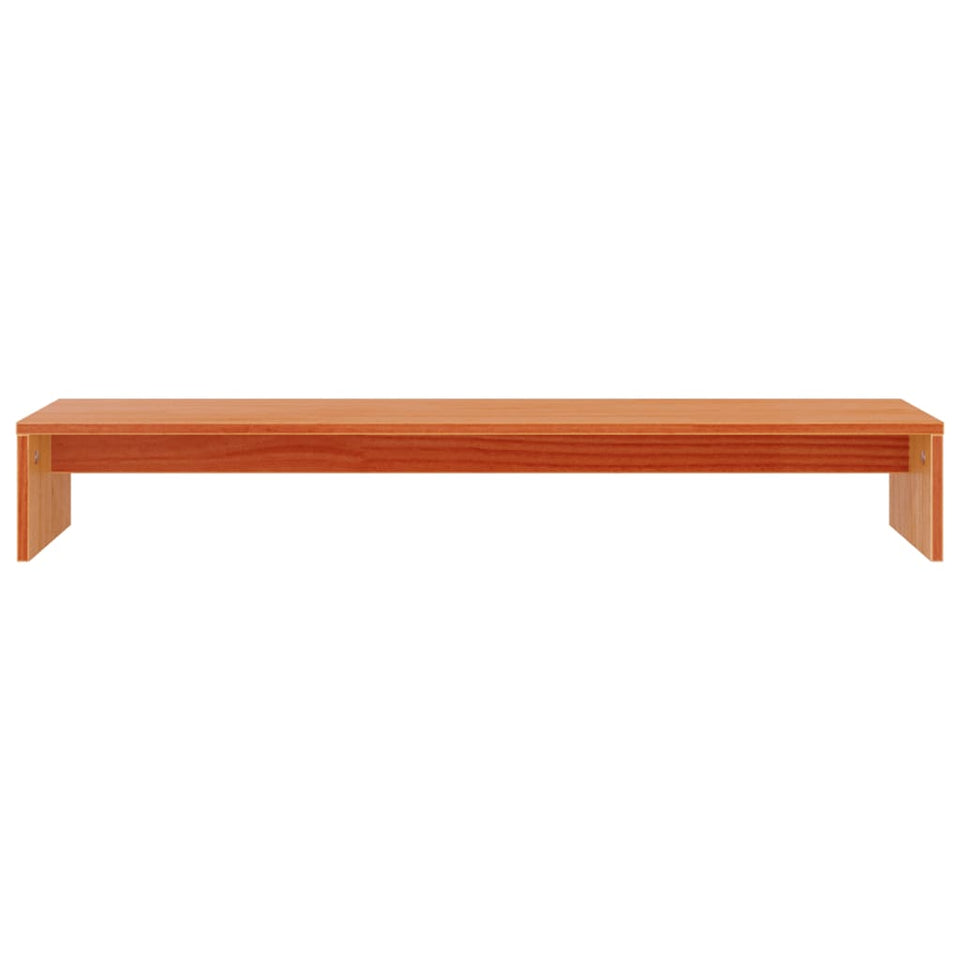 Monitor Stand Wax Brown 100x27x15 cm Solid Wood Pine