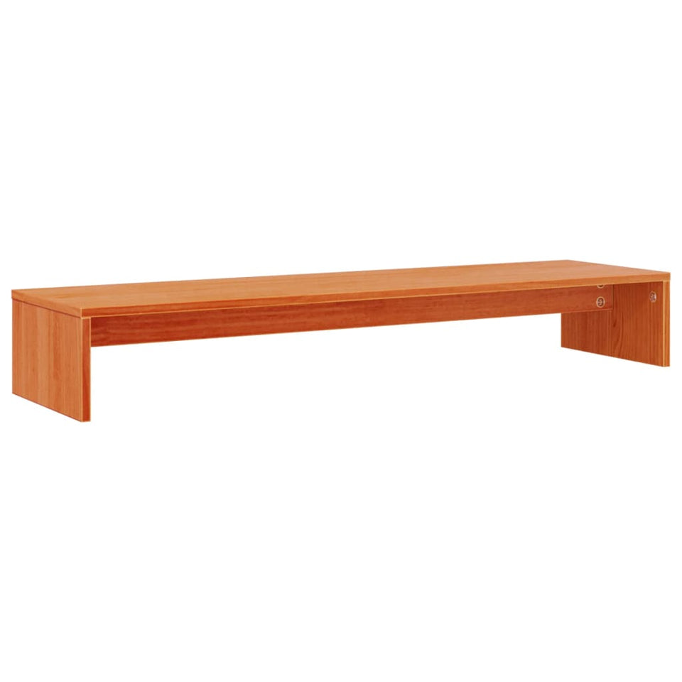 Monitor Stand Wax Brown 100x27x15 cm Solid Wood Pine