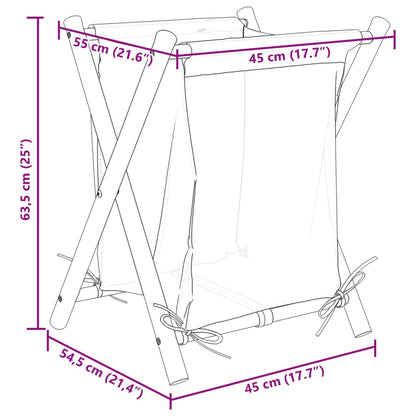 Laundry Basket Cream White 45x55x63.5 cm Bamboo