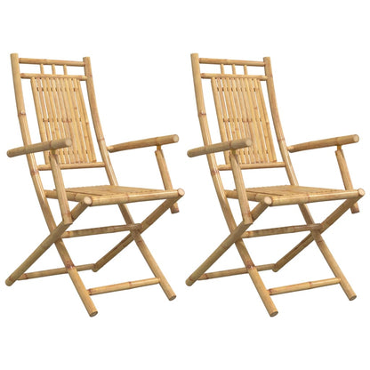 Garden Chair Set of 2 Natural Bamboo Bamboo Medium Foldable