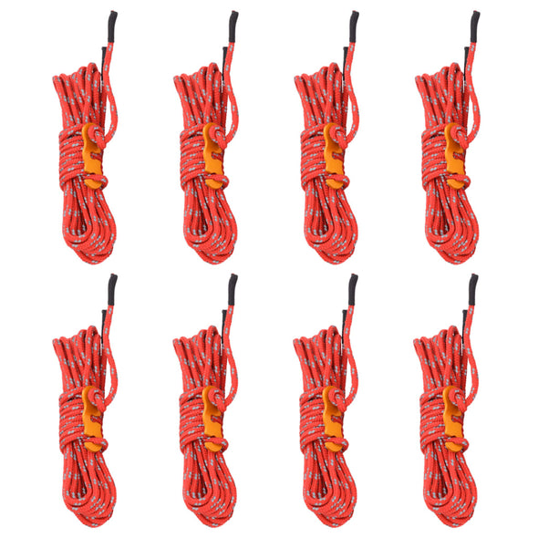 Tent Guy Ropes with Spanners Reflective 8 pcs 4 m 4 mm