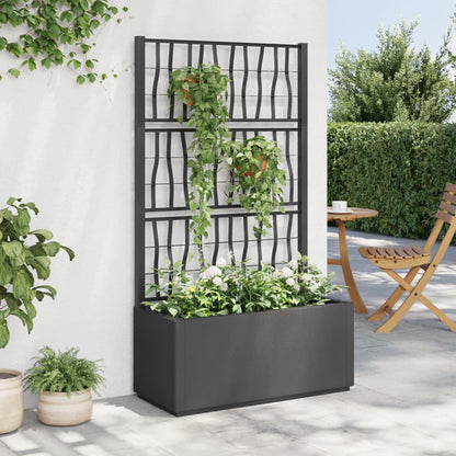 Garden Planter with Trellis Dark Gray 31.5"x14.2"x55.1" PP