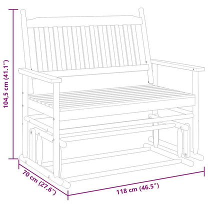 Glider Bench White 118x70x104.5 cm Solid Wood Poplar