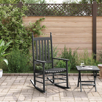 Rocking Chair with Curved Seat Black Solid Wood Poplar