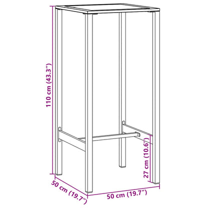 Bar Table Black 50x50x110 cm Powder-coated Steel