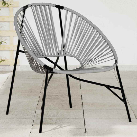 Garden Egg Chair Black and Light Grey Poly Rattan