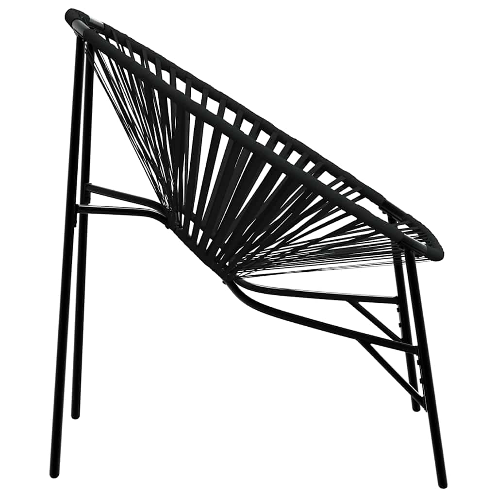 Garden Chair Set 3 pcs Black Poly Rattan