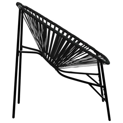 Garden Chair Set 3 pcs Black Poly Rattan