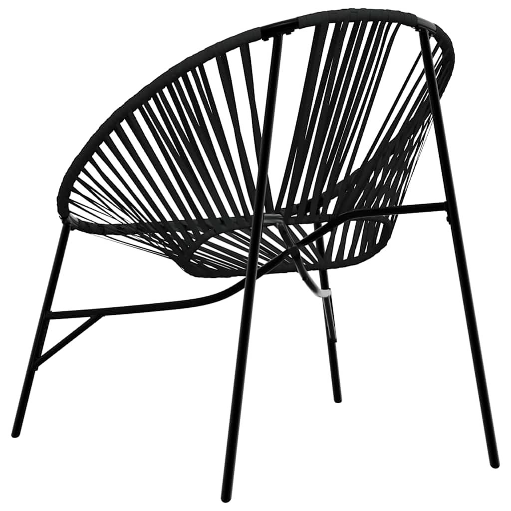 Garden Chair Set 3 pcs Black Poly Rattan