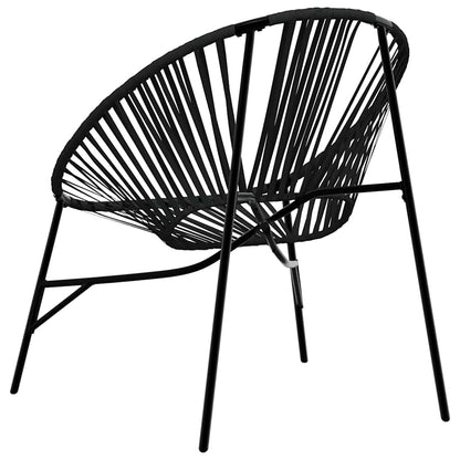 Garden Chair Set 3 pcs Black Poly Rattan
