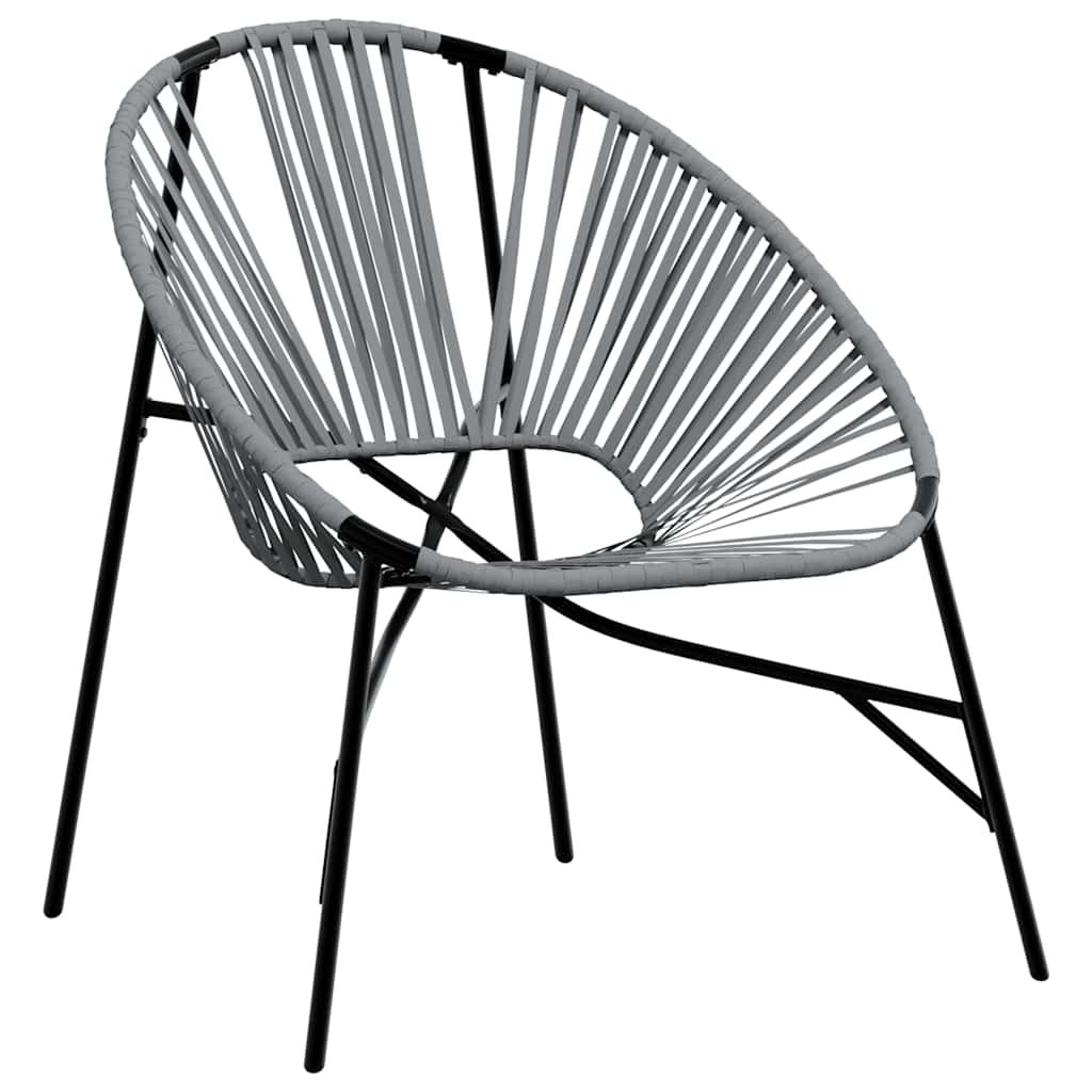 Garden Chair Set 3 pcs Black and Light Grey Poly Rattan