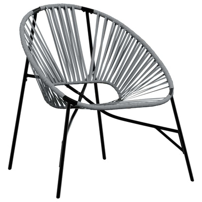 Garden Chair Set 3 pcs Black and Light Grey Poly Rattan