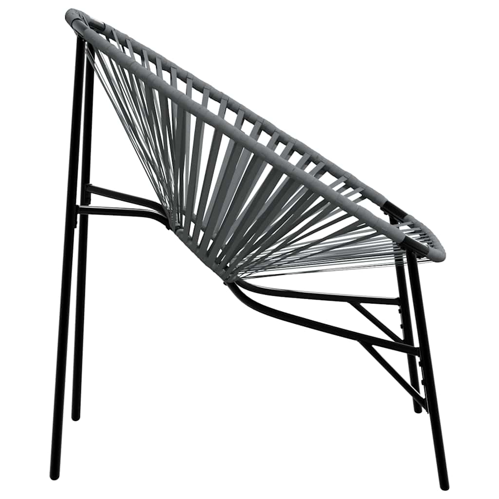Garden Chair Set 3 pcs Black and Light Grey Poly Rattan