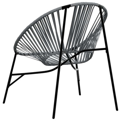 Garden Chair Set 3 pcs Black and Light Grey Poly Rattan