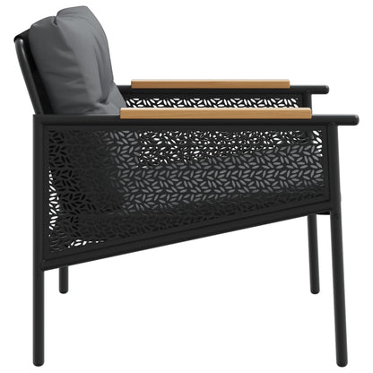 Patio Chairs with Cushions 2 pcs Black Steel