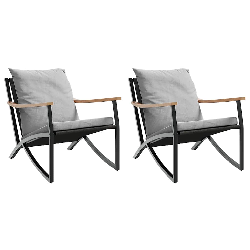 Patio chairs with Cushions 2 pcs Black Steel
